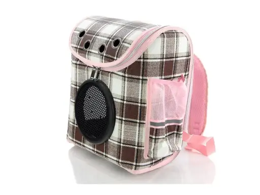 [8719138044597] Mochila de trasporte para mascotas nobleza con diseño de cuadrados 
